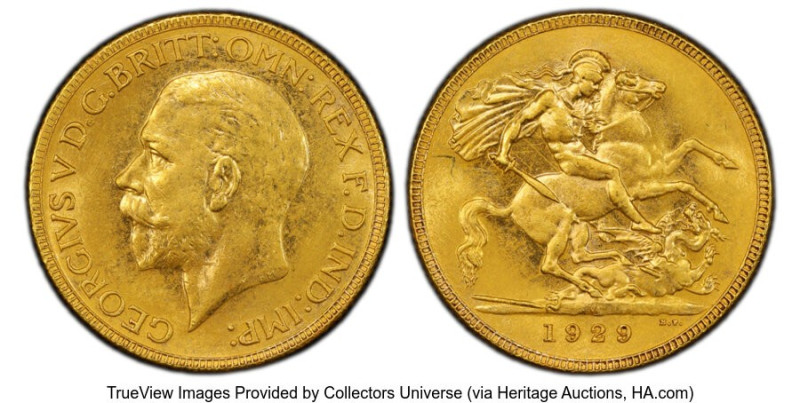 George V gold Sovereign 1929-M MS63 PCGS, Melbourne mint, KM32, S-4000. A sought...