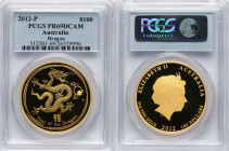 Elizabeth II gold Proof "Year of the Dragon" 100 Dollars (1 oz) 2012-P PR69 Deep Cameo PCGS, Perth mint, KM1674. HID09801242017 © 2024 Heritage Auctio...