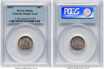 George VI "Maple Leaf" 10 Cents 1947 MS66 PCGS, Royal Canadian mint, KM34. HID09801242017 © 2024 Heritage Auctions | All Rights Reserved www.HA.com/Te...