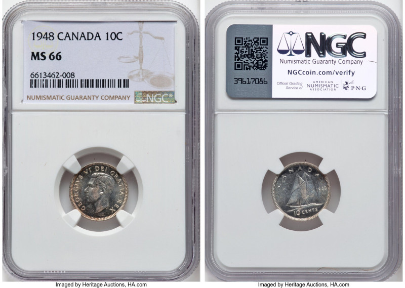 George VI 10 Cents 1948 MS66 NGC, Royal Canadian mint, KM43. HID09801242017 © 20...