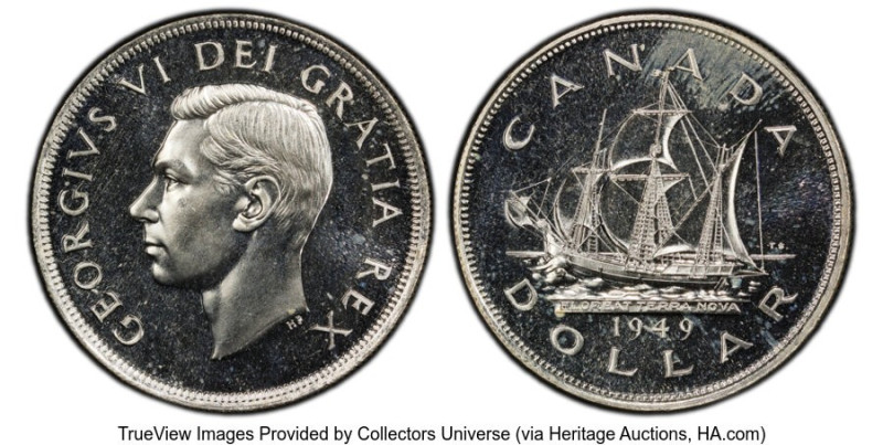 George VI Prooflike Dollar 1949 PL66 PCGS, Royal Canadian mint, KM47. Newfoundla...