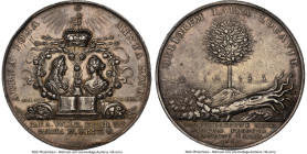 William & Mary silver "William & Mary Coronation" Medal 1689 AU Details (Rim Damage) NGC, MI-668-39. By R. Arondeaux. 63mm. Plain edge. AUREA POMA MIX...