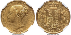 Victoria gold "Shield" Sovereign 1848 AU50 NGC, KM736.1, S-3852, Marsh-31A (R2). A covetable representative of the markedly rarer first, small head va...