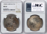 Edward VII Trade Dollar 1902-B MS63 NGC, Bombay mint, KM-T5, Prid-13. A thoroughly lovely Choice selection with attractive sunset patina and vigorous ...