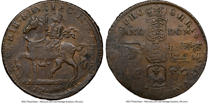 James II Gunmoney Crown 1690 VF Details (Environmental Damage) NGC, Dublin mint,...