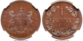Cape of Good Hope. British Colony bronze Proof Pattern Penny 1889-V PR65 Brown NGC, Brussels mint, KM-Pn3, Hern-C4. Long Horn variety. Mintage: 100 Es...