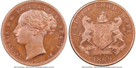Cape of Good Hope. British Colony bronze Proof Pattern Penny 1889 PR64 Red Brown NGC, KM-X1, Hern-C9. Short horn variety, obverse dies as Griquatown. ...
