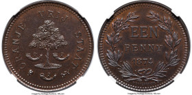 Orange Free State. Republic bronze Pattern Penny 1874 MS65 Brown NGC, KM-Pn1, Hern-O1. Exceptionally well-preserved for the issue, this piece exhibits...