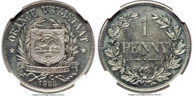 Orange Free State. Republic copper-nickel Proof Pattern "Plain Shield" Penny 1888-V PR61 NGC, Berlin mint, KM-XPn7b, Hern-O11. An exceptionally rare o...