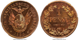 Transvaal. Republic Specimen Pattern Penny 1890-V SP65 Red PCGS, Berlin mint, KM-XPn9, Hern-T27. An exceptionally luminous example of this distinguish...