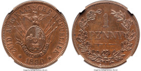 Transvaal. Republic bronze Pattern Penny 1890-V MS63 Red and Brown NGC, KM-Pn9, Hern-T27. Produced at the Berlin mint by Messrs. Otto Nolte and Co., t...