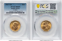 George V gold Sovereign 1927-SA MS65 PCGS, Pretoria mint, KM21, S-4004. HID09801242017 © 2024 Heritage Auctions | All Rights Reserved www.HA.com/Texas...