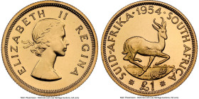 Elizabeth II gold Proof Pound 1954 PR66 NGC, Pretoria mint, KM54. HID09801242017 © 2024 Heritage Auctions | All Rights Reserved www.HA.com/TexasAuctio...