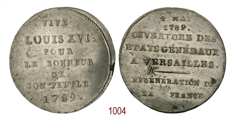 Apertura degli Stati Generali 1789, Parigi, Zinco 5,23g. Ø33,4mm. [1,0mm. VIVE/ ...