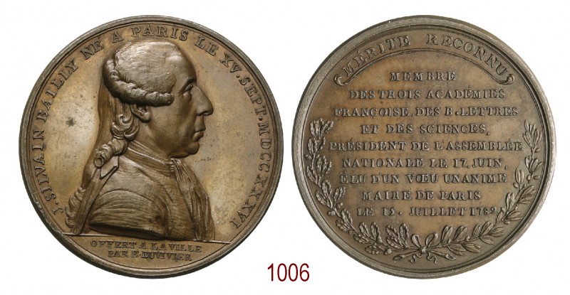 J. Silvain Bailly sindaco di Parigi 1789, Parigi op. Duvivier, Æ 33,32g. Ø41,8mm...