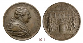 Abbandono di tutti i privilegi, 1789, Parigi op. Duvivier & Gatteaux, Æ 123,96g. Ø63,2mm. [5,1mm. LOUIS XVI RESTAURATEUR DE LA LIBERTÉ FRANCAISE Busto...