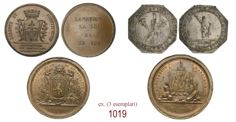 1)       Federazione di Versailles 1790, Parigi, Æ 16,18g. Ø34,6mm. [1,7mm. LIBE...