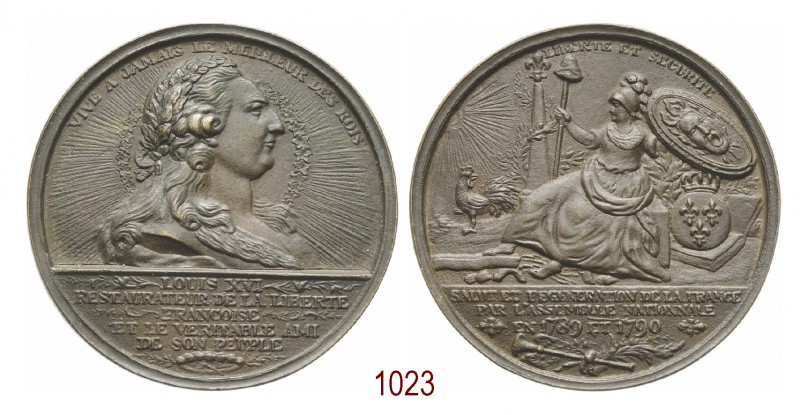 Luigi XVI restauratore della Libertà 1790, Parigi, Æ 106,97g. Ø74,2mm. [5,2mm. F...