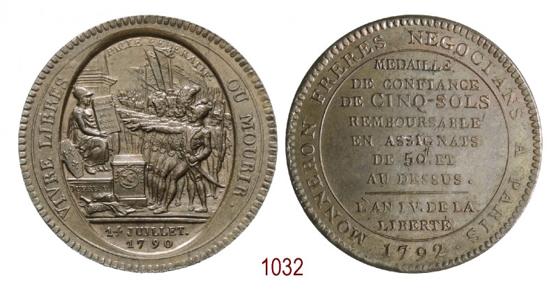Moneta-Medaglia fiduciaria da 5 soldi Fratelli Monneron, 1792, Birmingham op. Du...