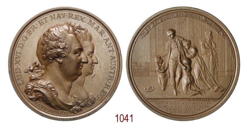 Esecuzione di Luigi XVI e Maria Antonietta 1793, Soho op. Kuchler, Æ 53,59g. Ø47...