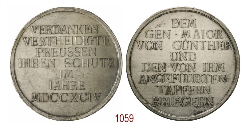 Omaggio al Generale di Brigata von Guenther 1794, Dresda, lamina d’argento su ra...