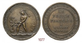 Combattimento di Millesimo e Dego 1796, Milano conio italiano op. Lavy, Æ 26,04g. Ø42,8mm. [3,2mm. Come precedente. Contorno liscio, mancante della de...