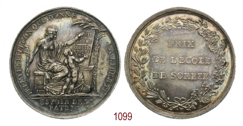 Premio della scuola di Soreze - Diritti dell'uomo, 1796, Soreze, AR 18,65g. Ø34,...