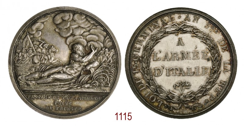 Passaggio del Tagliamento e presa di Trieste, 1797, Parigi op. Lavy, AR 39,22g. ...