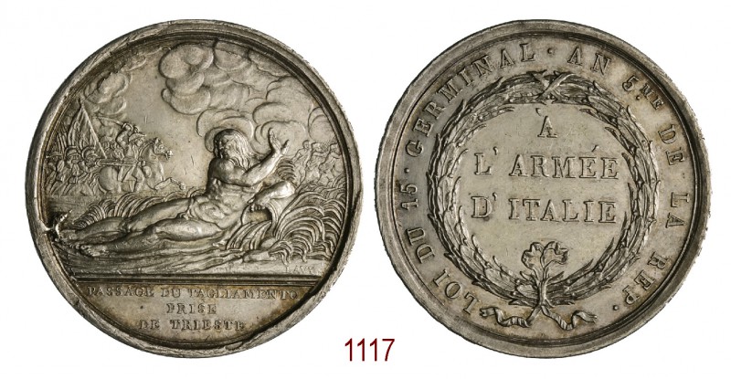 Passaggio del Tagliamento e presa di Trieste, 1797, Milano, op. Lavy, AR 30,77g....