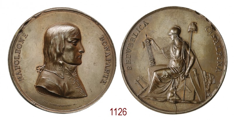 Fondazione della Repubblica Cisalpina 1797, Milano op. Manfredini, Æ 90,88g. Ø59...