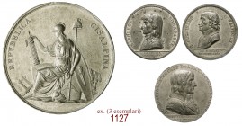 1)       Fondazione della Repubblica Cisalpina 1797, Milano op. Manfredini, stagno 28,97g. Ø59,7mm. Come precedente. Hennin 792. Julius 552. Essling 7...