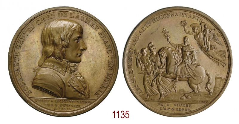 Trattato di Campoformio, 17 ottobre 1797, Parigi op. Duvivier, Æ 76,41g. Ø56,1mm...