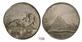 Conquista del basso Egitto 1798 (an VII), Parigi op. Brenet, AR 7,12g. Ø27,4mm. [1,6mm. Il Nilo adagiato su letto a forma di Sfinge; in esergo, CONQUI...