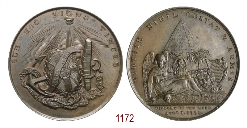 Battaglia Navale di Aboukir o del Nilo, 1798, Londra op. Wyon, Æ 27,09g. Ø38,5mm...