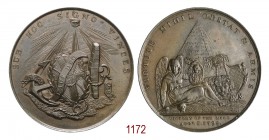 Battaglia Navale di Aboukir o del Nilo, 1798, Londra op. Wyon, Æ 27,09g. Ø38,5mm. [3,2mm. VIRTUTE NIHIL OBSTAT & ARMIS Vittoria velata, seduta a s. co...