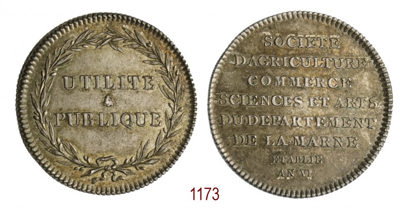Società d'agricultura 1798 (an 6), Marne, AR 8,2g. Ø28,3mm. [1,4mm. SOCIETÉ/ D'A...