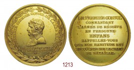 Battaglia di Marengo 14 giugno 1800 (an 8), Parigi op. Auguste & Brenet, AU 94,17g. Ø50,1mm. [4,1mm. BONAPARTE PREMIER CONSUL DE LA REP• FRANÇ•E Busto...