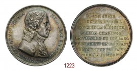 In memoria Gen. Desaix morto a Marengo 1800 (an 8), Parigi op. Lienard, AR 16,26g. Ø32,4mm. [2,2mm. LE GEN.ERAL DESAIX NE A AYAT EN 1768 Busto in unfo...