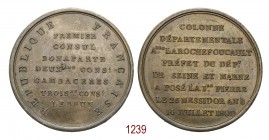 1)       Colonna Dipartimentale della Senna e della Marna, 1800 (an 8), Parigi, Æ 33,57g. Ø42,0mm. [3,6mm. RÉPUBLIQUE FRANCAISE Nel campo, PREMIER/ CO...