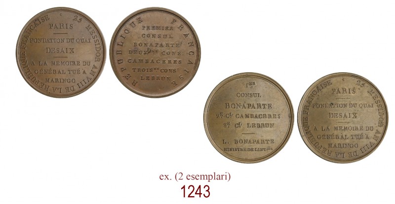 Fondazione dei Quai Desaix a Parigi, 1800 (an 8), 

1)       Parigi, Æ 38,52g. Ø...