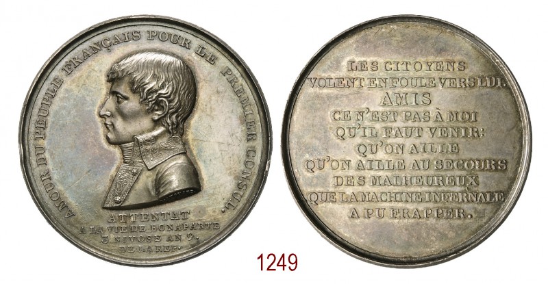 Attentato alla Vita di Napoleone, 1800 (an 9), Parigi, op. Auguste, AR 75,71g. Ø...