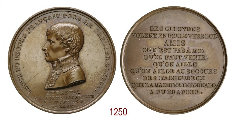 Attentato alla Vita di Napoleone, 1800 (an 9), Parigi, op. Auguste, Æ 61,20g. Ø5...