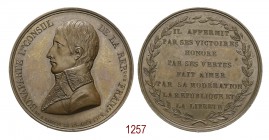 Al Primo Console edizione Lienard, 1800, Parigi, rame 15,43g. Ø32,4mm. [2,5mm. Come precedente. Bramsen 83. Julius 868. 
Rara. Fdc