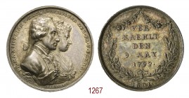 Anniversario di matrimonio tra Massimiliano di Sassonia e Carolina di Parma 1801, Dresda, op. Hoeckner, AR 10,48g. Ø28,86mm. [2,1mm. PR•MAXIMILIAN V•S...