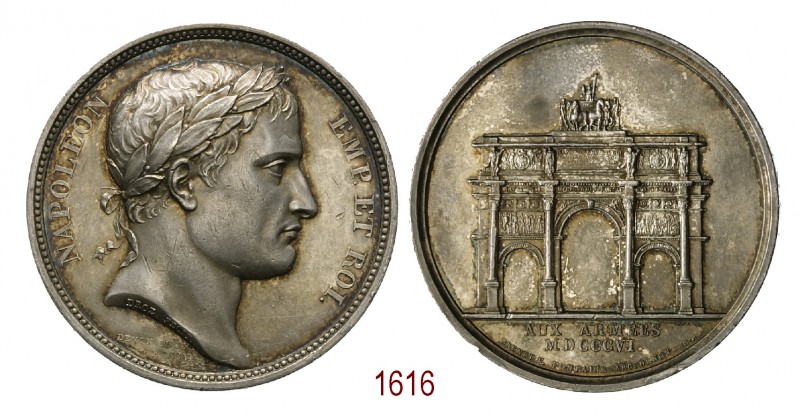 Arco di Trionfo del Carrousel, 1806, Parigi op. Droz & Andrieu, AR 36,25g. Ø40,5...