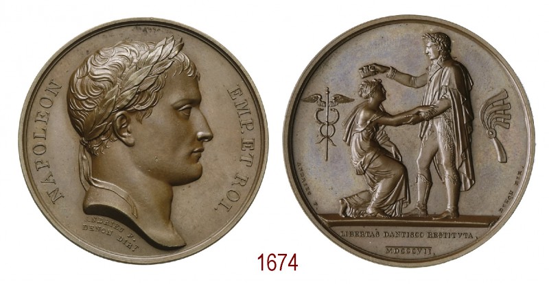 Libertà a Danzica, 1807, Parigi op. Andrieu, Æ 35,89g. Ø40,6mm. [3,6mm. NAPOLEON...