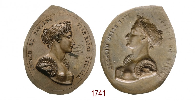 Amelia di Baviera Vice Regina d'Italia 1808, Parigi, Æ 3,83g. Ø44.4x35,9mm. Repo...