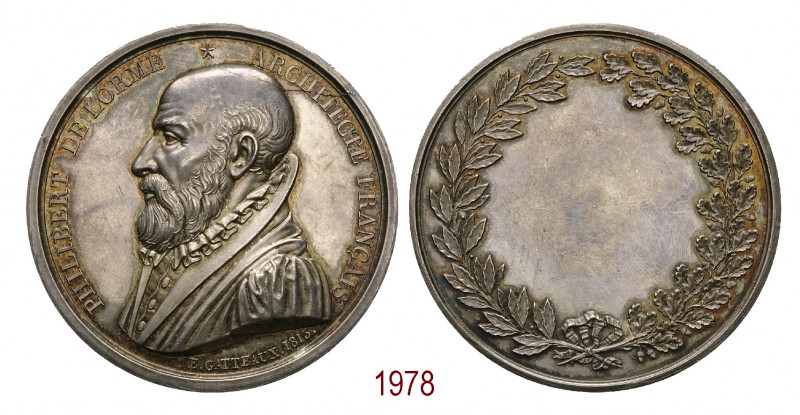 Premio scuola di architettura 1813, Parigi op. Gatteaux, AR 91,05g. Ø56,4mm. [4,...