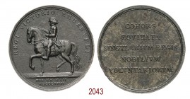 Saluto della guardia nobile torinese 1814, op. A. Lavy, Æ 18,05g. Ø39,2mm. Fusione. REGI VICTORIO EMMANVELI Re Vittorio Emanuele, a cavallo al passo; ...
