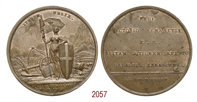 Ritorno di Vittorio Emanuele I a Torino, 1815, Torino op. Hoyer, Æ 33,98g. Ø42,3...